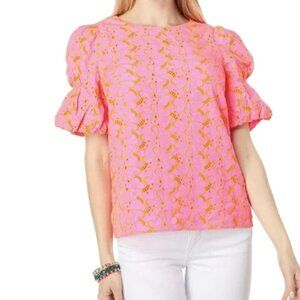Lilly Pulitzer Women's Size Small Lailah Eyelet Top Pink